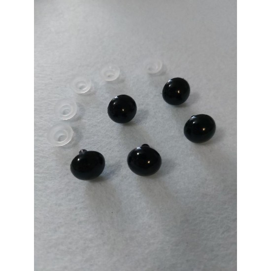 Глазки круглые выпуклые/ крепление винт с заглушкой/ цв.черный/ размер 14мм, цена за пару